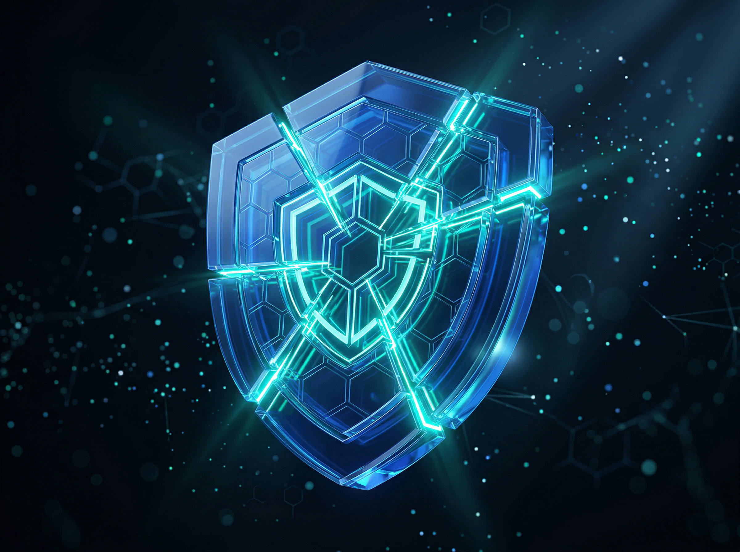 AI cybersecurity shield visualization